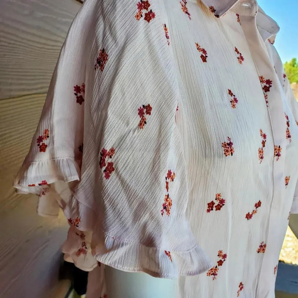 NWT Elodie Nordstrom Rack Short Sleeve Button Down Shirt Blush Pink Cropped Sz M - Picture 15 of 15